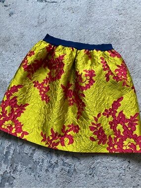 MIMISOL GIRLS Yellow and Fuchsia Floral Jacquard Skirt